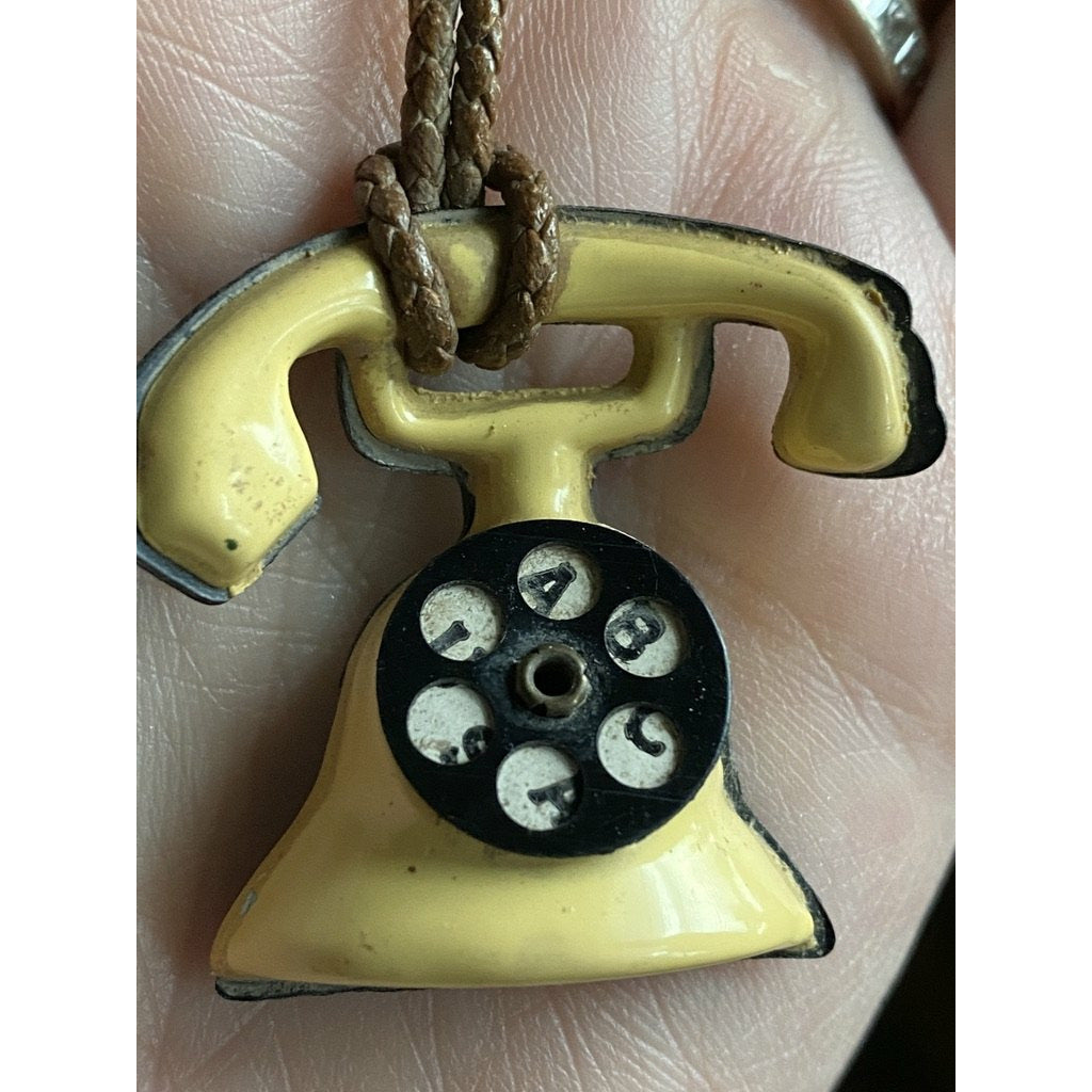 VTG 1920s Art Deco Rare Telephone Celluloid Brooch Pin 3" Dial Works New Arrivals The Best Vintage Clothing