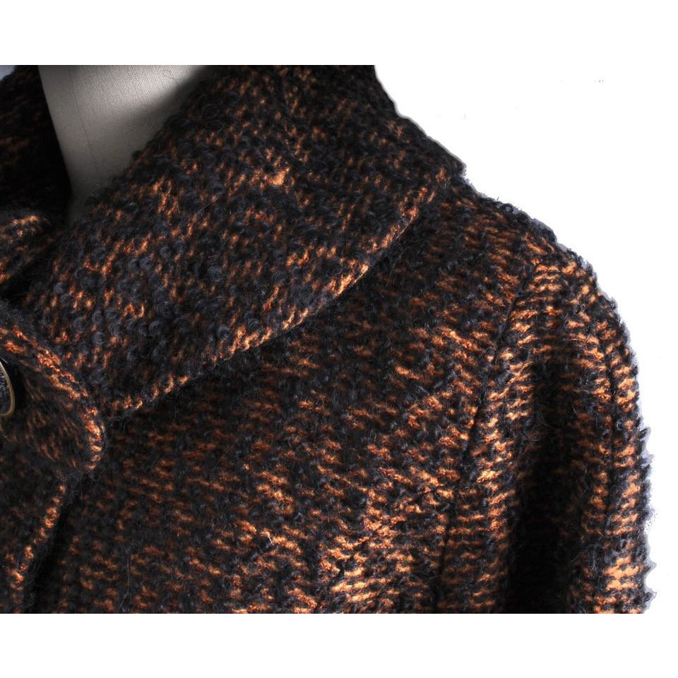 Vintage 1950s Retro Swing Coat Brown/Black Boucle M/L Womens Big Collar The Best Vintage Clothing