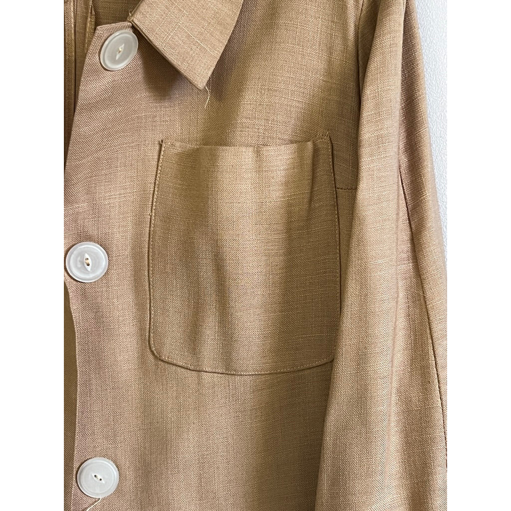 Vintage Jerry Gilden Spectator Linen Coat Dress Spring Button Front 1950s S/M Belt Back coat The Best Vintage Clothing