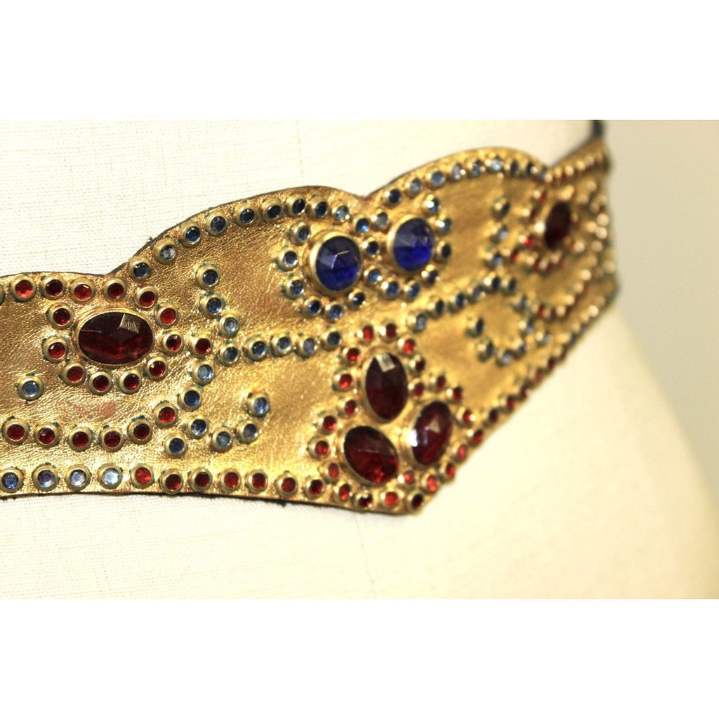 Vintage Studded Belt 1940s Jeweled Wonder Woman-ish French Fashion Sz 28/M Accessories,Women's The Best Vintage Clothing