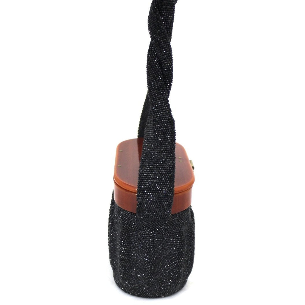 Vintage Box Purse Black Glass Beaded Bag 1940S Womens Butterscotch Bakelite Top Handbags The Best Vintage Clothing