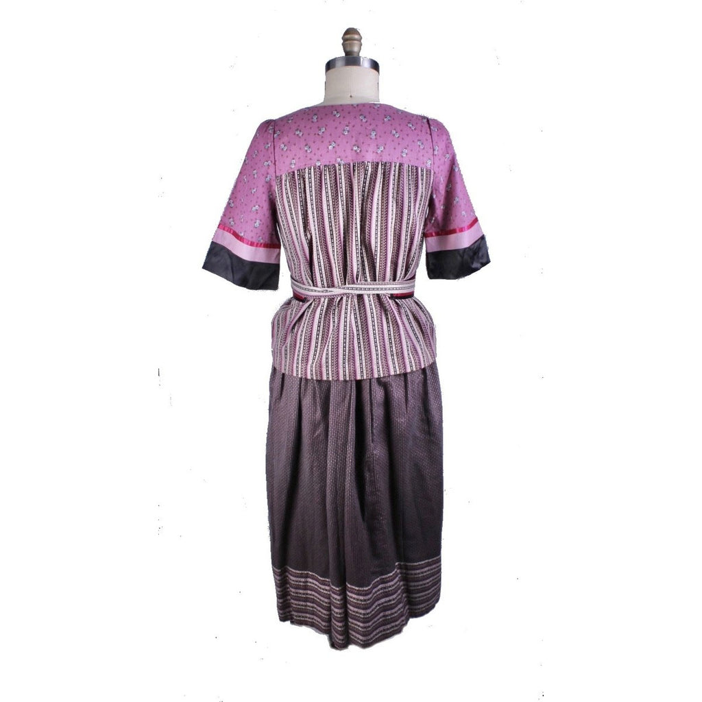 Vintage 2 PC Skirt Set Stijfselkissie 1970S Marijke Benedict Mixed Prints in Plum M/L Cart2cart Stijfselkissie