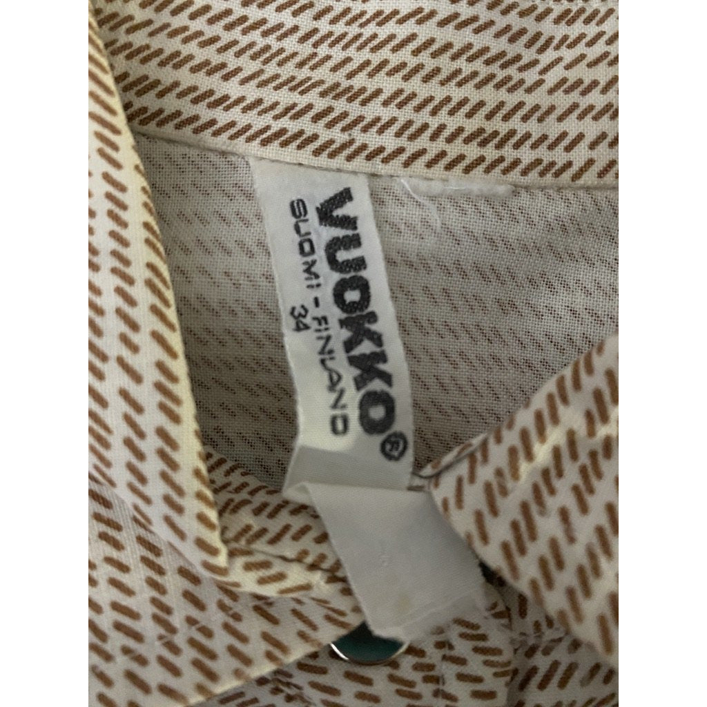 Vintage Vuokko Finnish Designer Shirt Brown & White Dash Stripes Sz 34 Late 1960s marimekko The Best Vintage Clothing