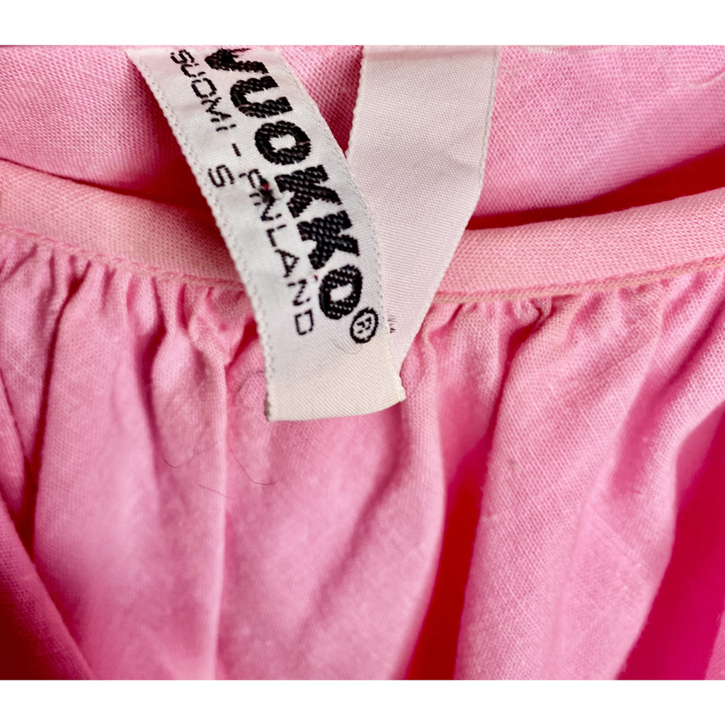 Fab Vintage Vuokko Designer Angel Sleeve Cape Gown Pink Cotton Tent Dress S marimekko The Best Vintage Clothing