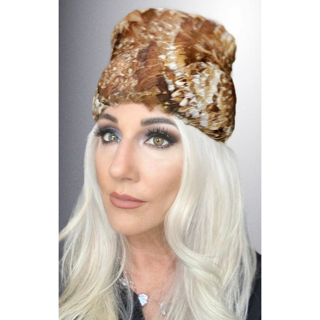 Vintage Ladies Pheasant Feather Hat Toque 1950s Browns & Whites Hats The Best Vintage Clothing