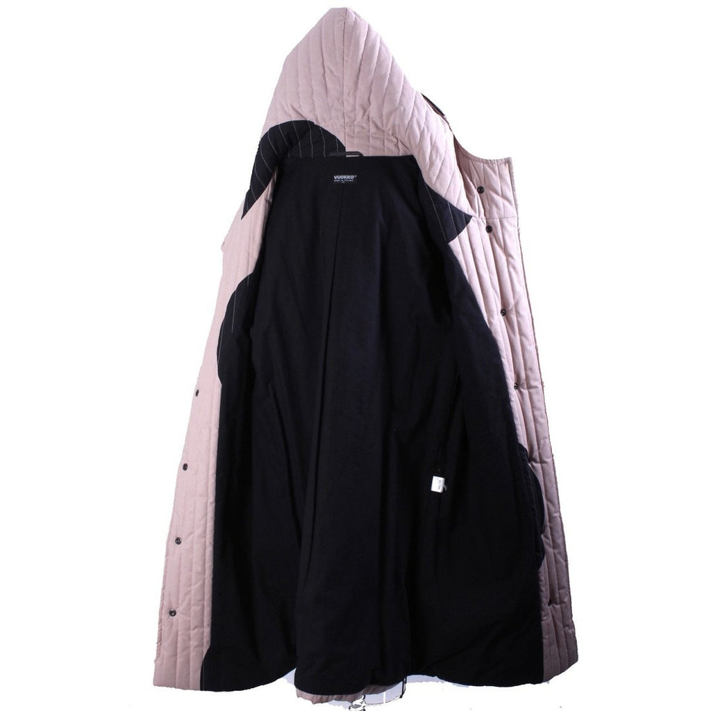 Vintage Vuokko Huge Polka Dot Cotton Quilted Womens Hooded Coat Snap Front Mod XS/S marimekko Vuokko