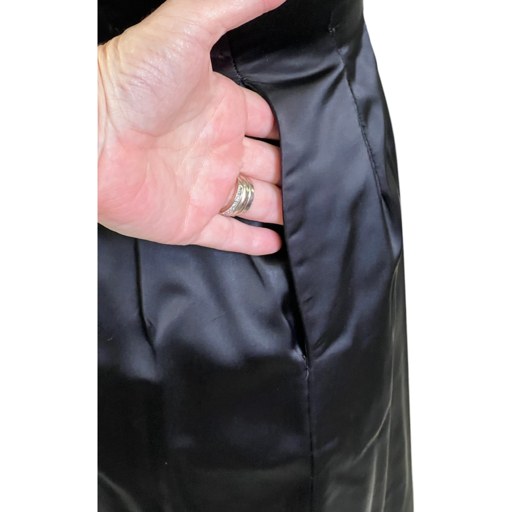 VTG GiGi Young Wiggle Dress LBD 1950s MCM Black Rayon Satin Small Cocktail Evening dresses GiGi Young