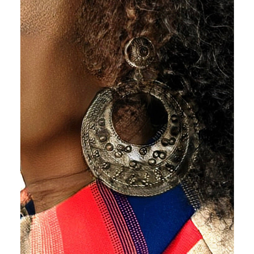 Vintage Silver Tone Circle Pierced Earrings Ultra 1980S On Sale The Best Vintage Clothing