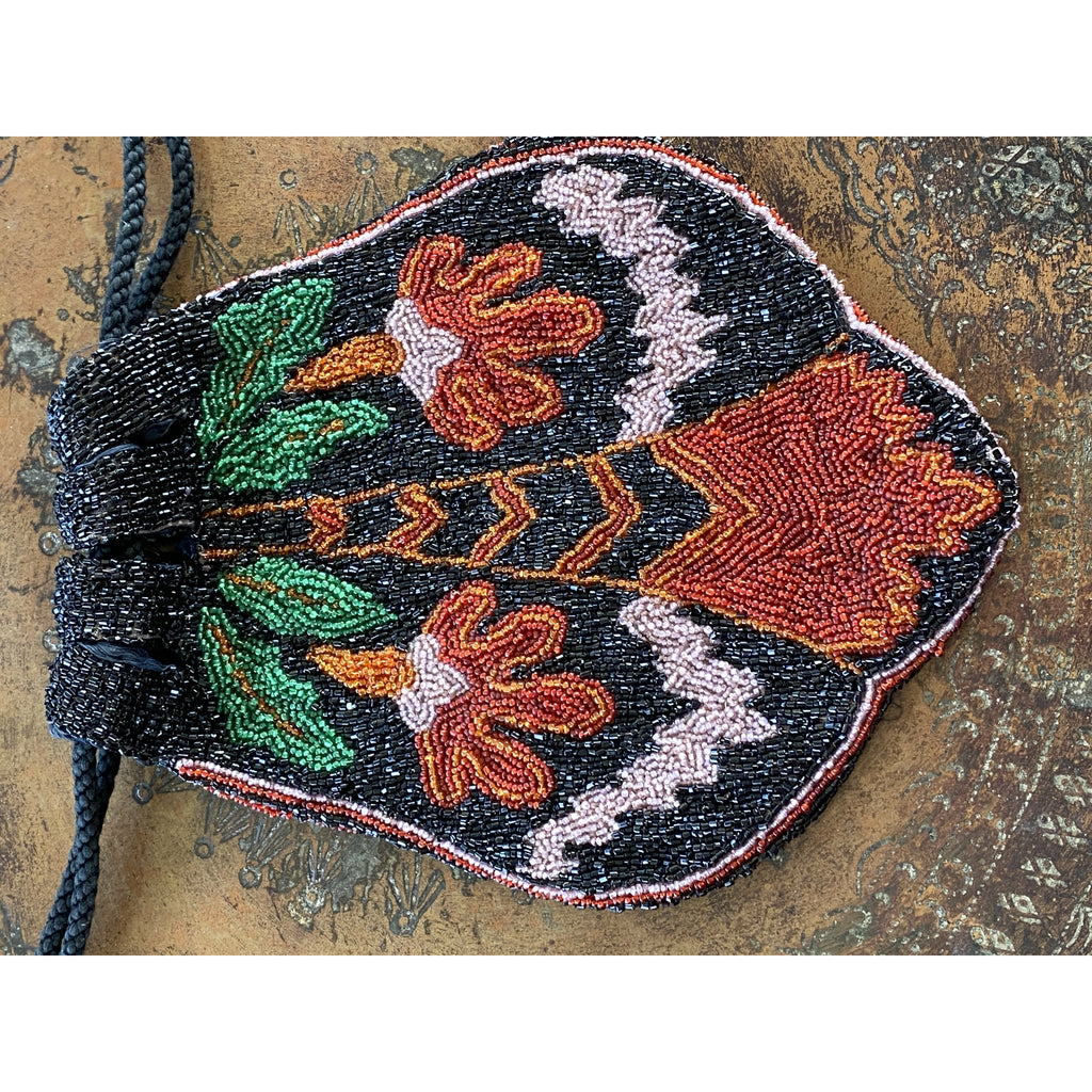 Antique 1920s Beaded Bag Made in France Colorful Floral Deco Evening Purse The Best Vintage Clothing