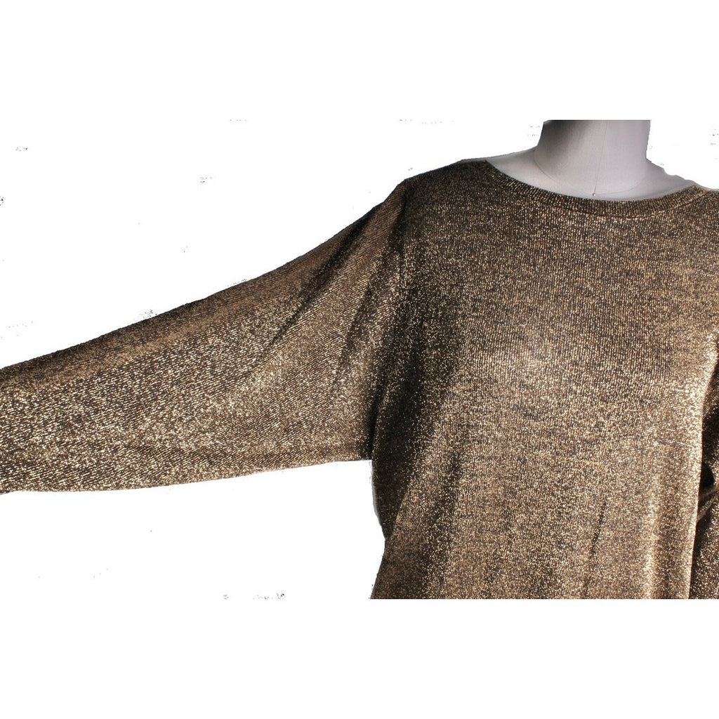 NWT 1980s Ned Gould Gold Metallic Knit Sack Dress Disco Glam Studio 54 M/L dress Ned Gould
