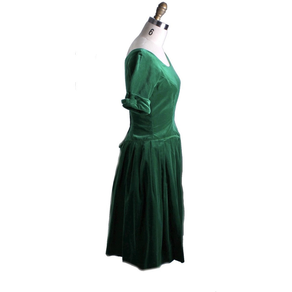 Retro 1950s Vintage Emerald Green Velvet Party Dress 1950S S Joy Time dress The Best Vintage Clothing