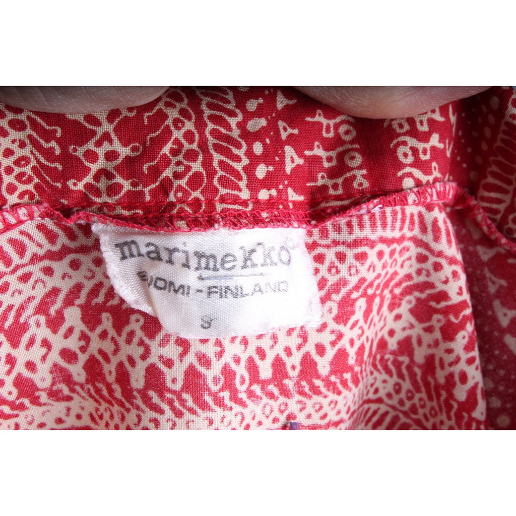RARE Vintage Marimekko Maxi Dress 1970s Womens S Red & Cream Mini Print marimekko The Best Vintage Clothing