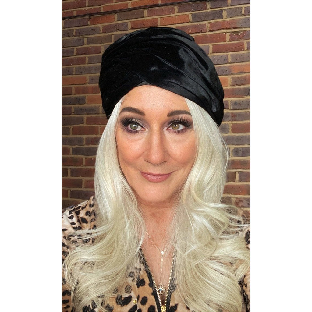 Vtg Christian Dior Black Silk Velvet Turban Hat 1950s M/L Hats The Best Vintage Clothing