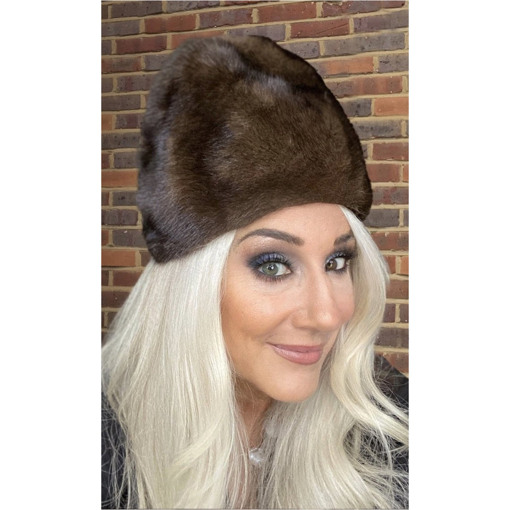 Vintage Mink Fur Hat Dark Brown Amrose New York 21 3/4" Cool Shape Near Mint 1960s Accessories The Best Vintage Clothing
