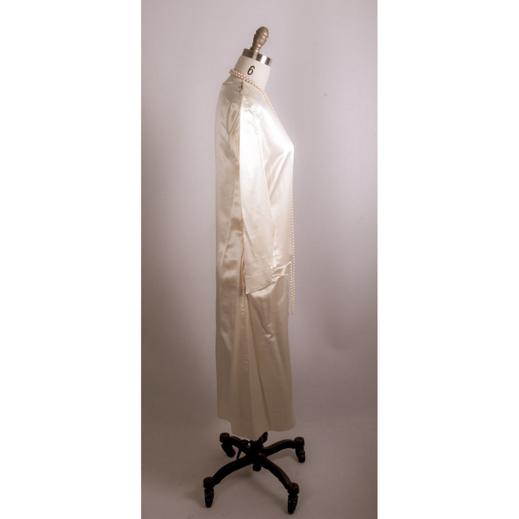 Antique 1920s Flapper Dress Simple Ivory Silk Satin Wedding 38"Bust- 38"Hips The Best Vintage Clothing