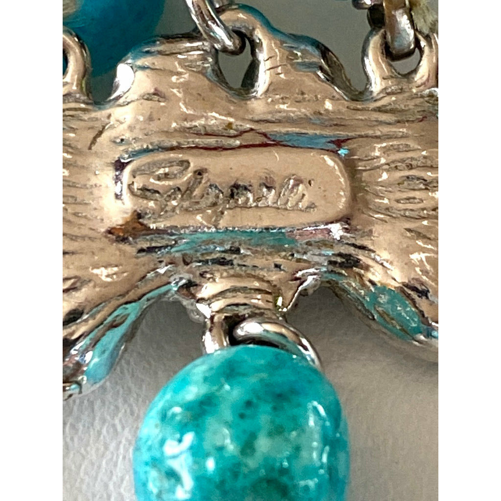 Schiaparelli Vintage Bib Necklace 8 Strands Turquoise White 1950s Plastic Stunning Designer necklace The Best Vintage Clothing