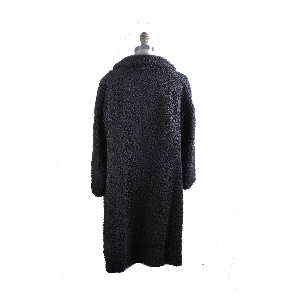 Vintage Schiaparelli Black Persian Lamb Jacket Coat Womens L XL Zip Front Red Lining coat The Best Vintage Clothing