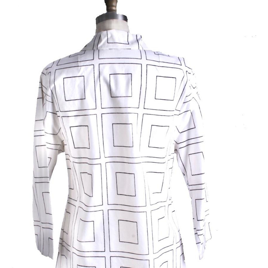 Vintage 1970s Scandinavian Designer Vuokko Squares Print A-Line Dress M marimekko Vuokko