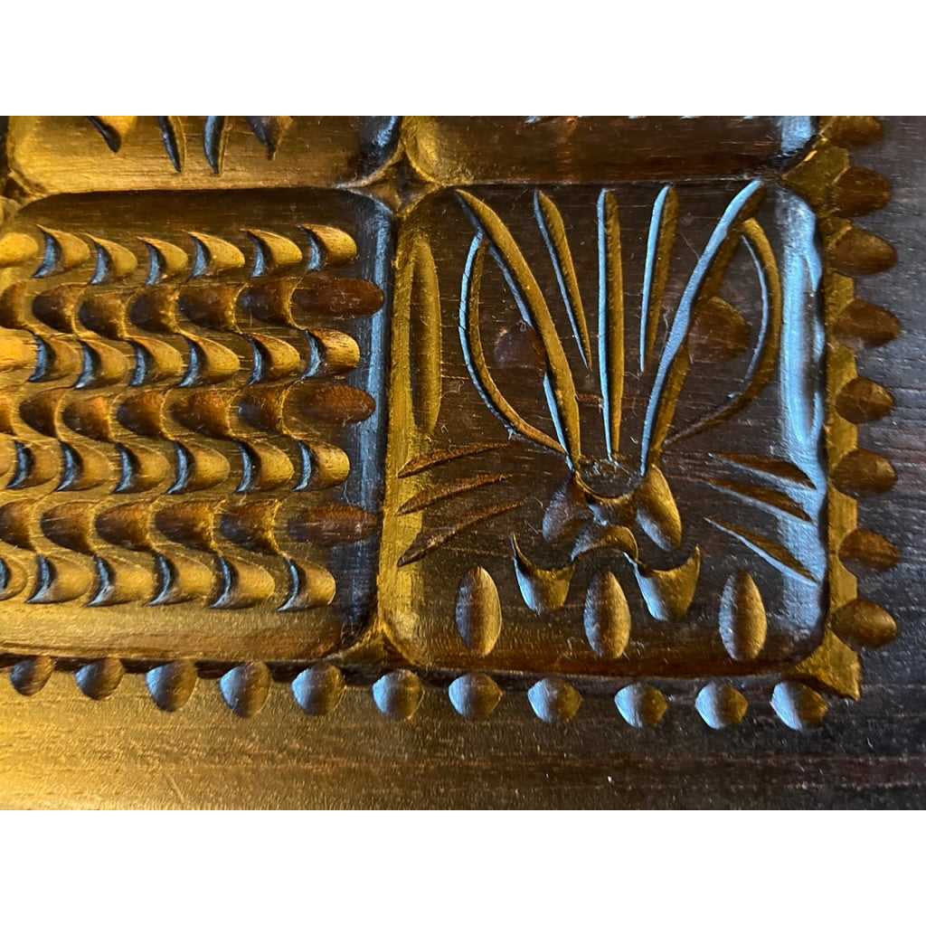 VTG Bohemian Wood Hand Carved Trinket Jewelry Box Cat/ Design 12"x10" Dark Wood Cart2cart The Best Vintage Clothing