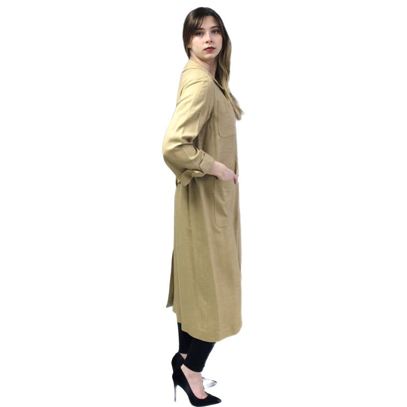 Vintage Jerry Gilden Spectator Linen Coat Dress Spring Button Front 1950s S/M Belt Back coat The Best Vintage Clothing
