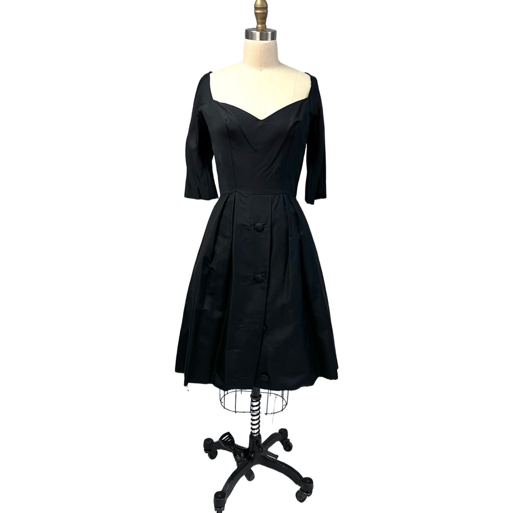 Vintage MCM Suzy Perette Black Silk Cocktail Dress 1950S Bombshell 38-27-Free Cart2cart Suzy Perette
