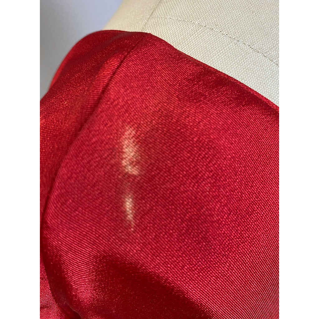 1940s Vintage Cocktail Dress Red L'Aiglon Wide Waist Sheer Skirt Sleek M Dresses The Best Vintage Clothing