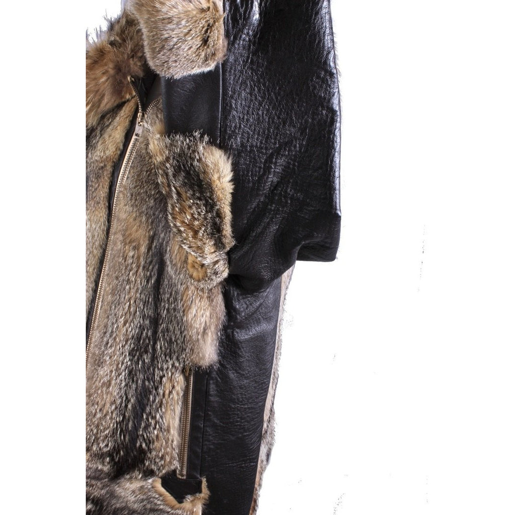 Mens Vintage 1970s Coyote Fur & Leather Parka Coat Jacket M/L Outrageous! The Best Vintage Clothing