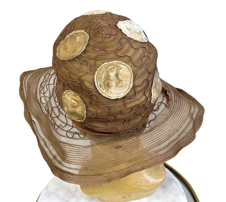 Antique Womens Cloche Hat 920s Taupe Horsehair Wide Brim M Flapper Garden Party Hats The Best Vintage Clothing