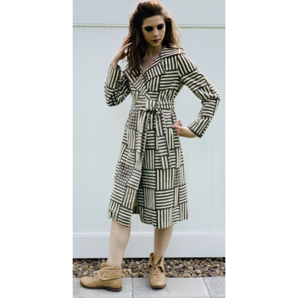 Vintage Marimekko Corduroy Womens M Wrap Coat RARE NWT 1975 Geometric Design marimekko The Best Vintage Clothing