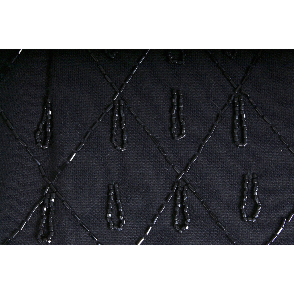 VTG Sleeveless Shell Cocktail Black Beaded Satin Peplum Evening 1950s-60s S/M The Best Vintage Clothing