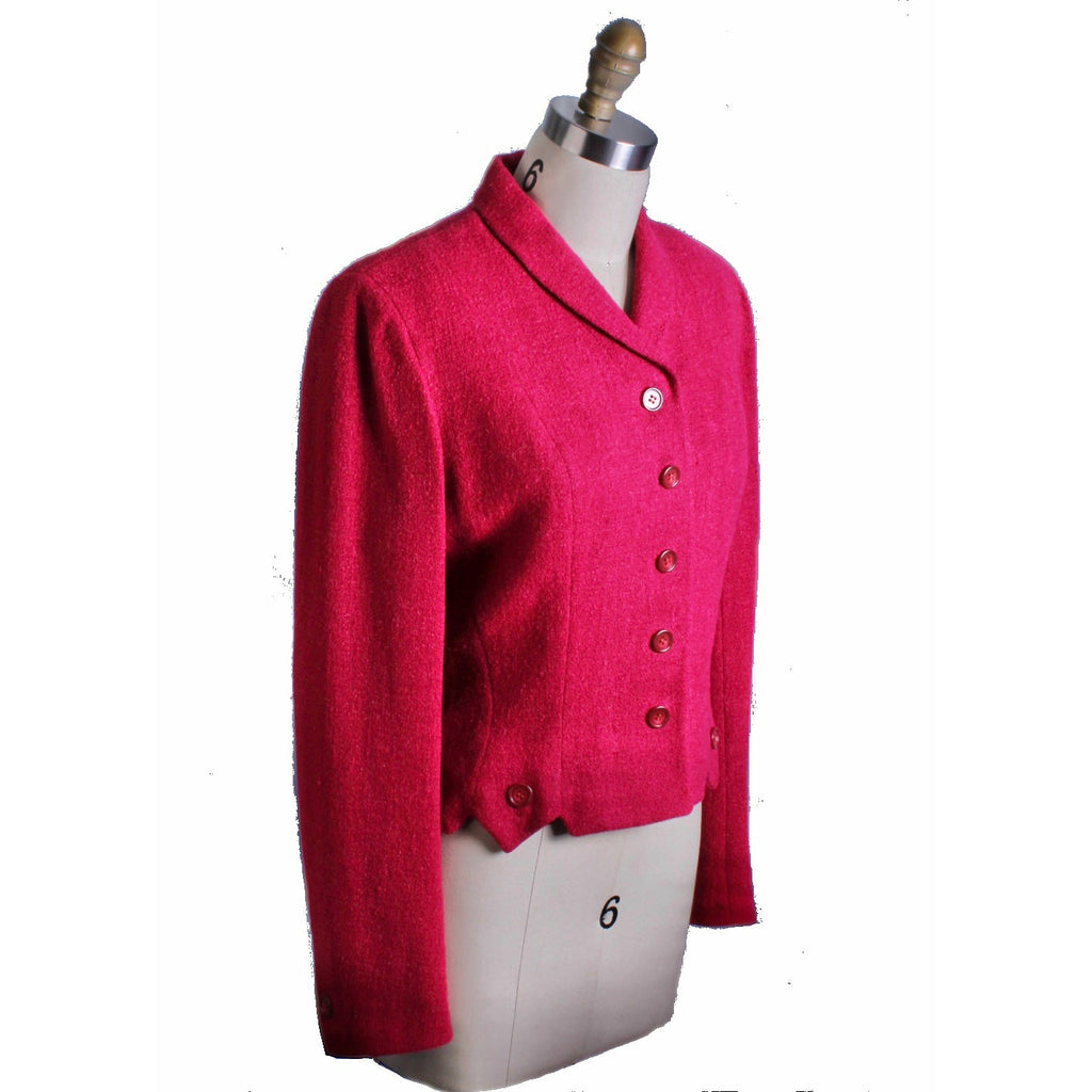 Vintage Raspberry Nubby Wool Fitted 40s 50s Suit Jacket Small Womens Coats & Jackets The Best Vintage Clothing