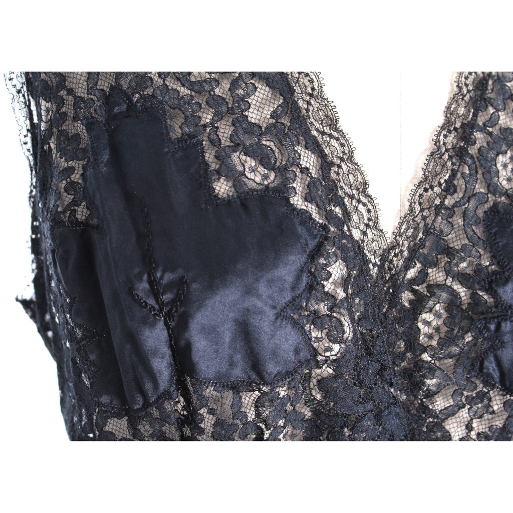 NOS Black Lace 1930s Negligee Lingerie Nightgown Risque! Never Worn Large Sz 40 The Best Vintage Clothing
