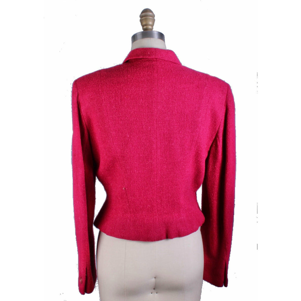 Vintage Raspberry Nubby Wool Fitted 40s 50s Suit Jacket Small Womens Coats & Jackets The Best Vintage Clothing