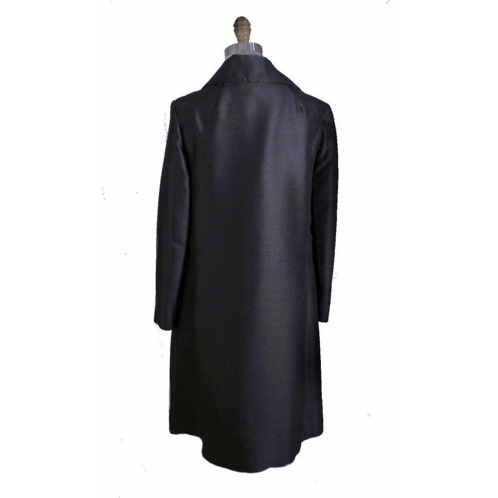 Vintage Silk/Wool Coat Womens Black 1960s Evening RHinestone Buttons Top Quality M/L Coats & Jackets The Best Vintage Clothing
