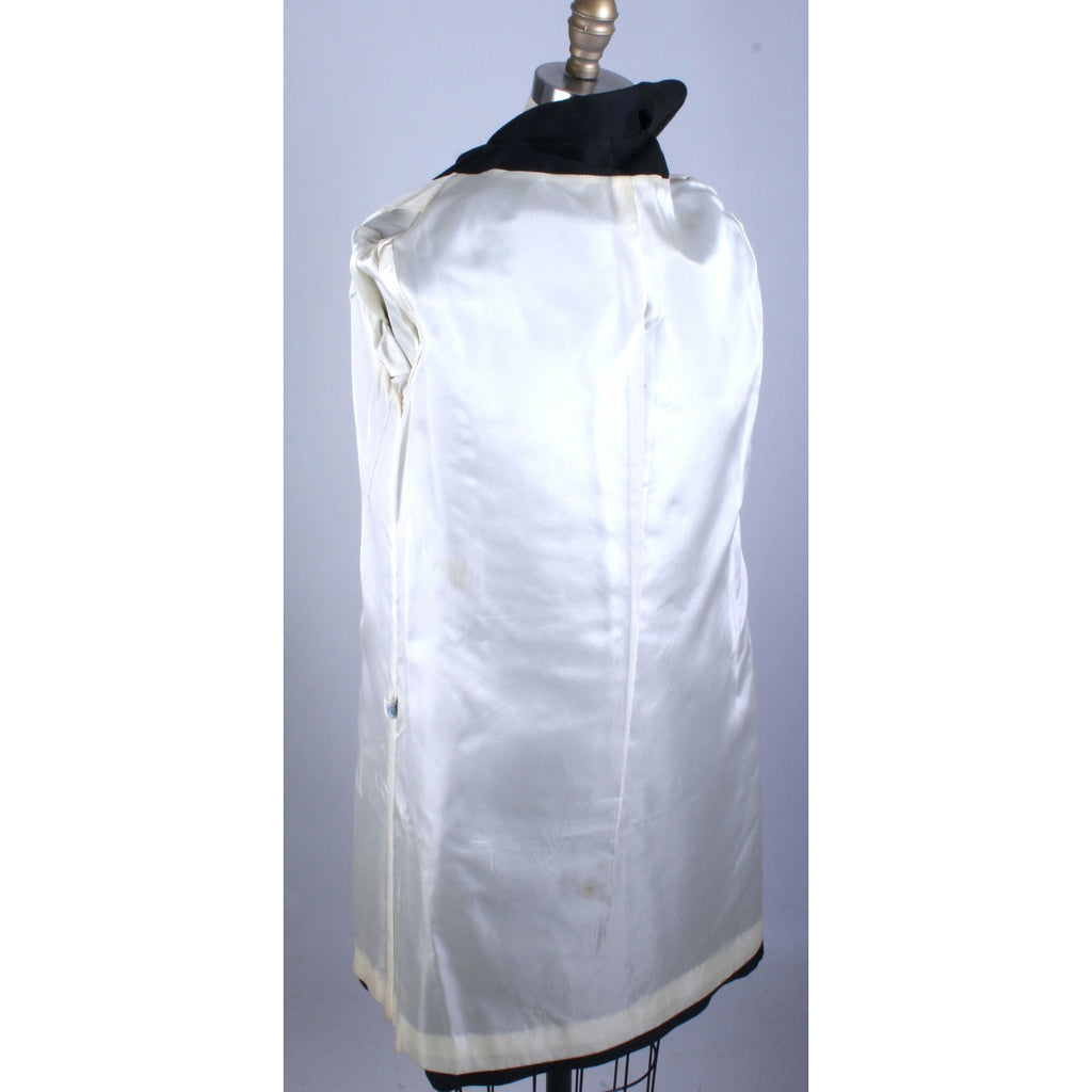 Vintage Silk/Wool Coat Womens Black 1960s Evening RHinestone Buttons Top Quality M/L Coats & Jackets The Best Vintage Clothing