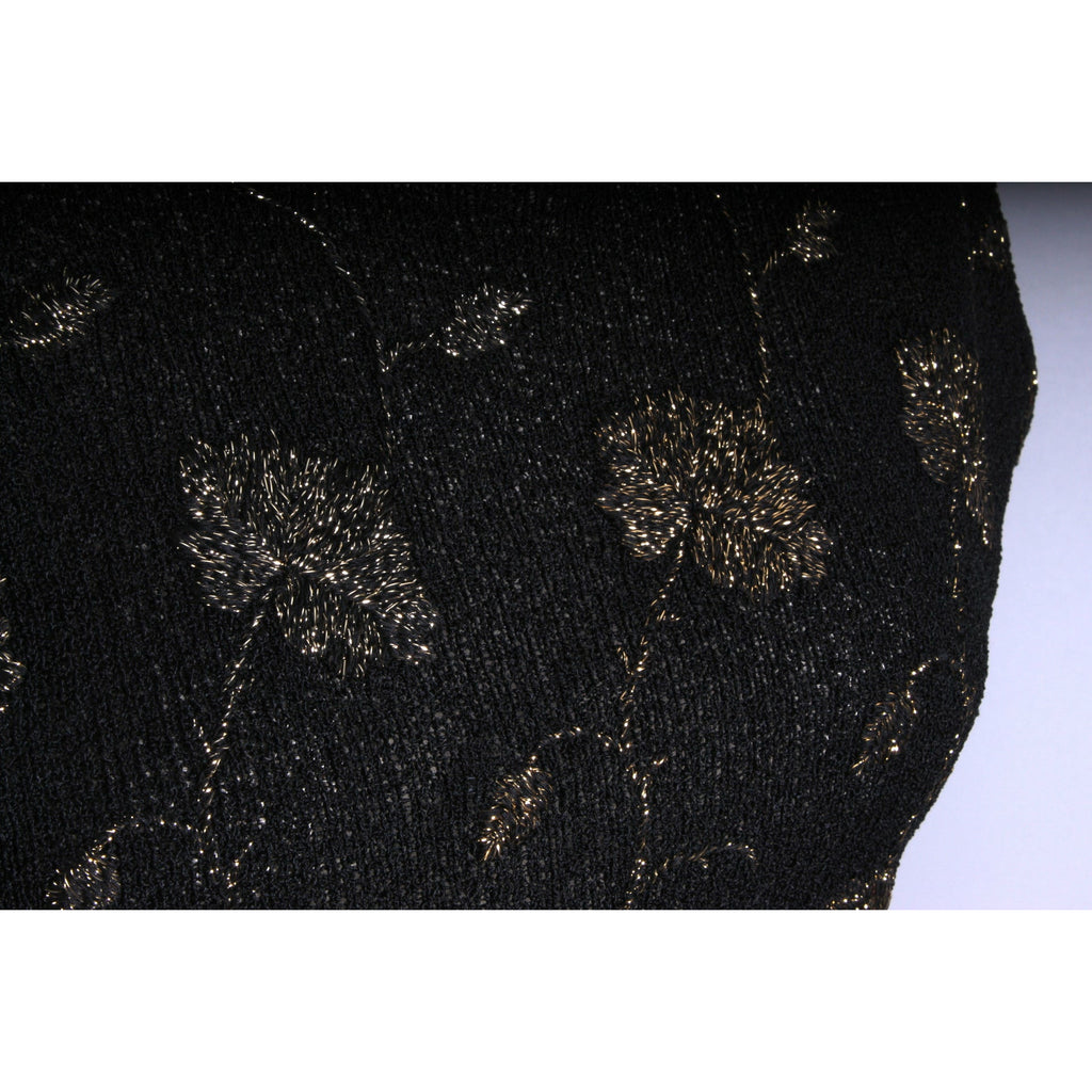 VTG Black/ Gold Floral Metallic Rayon Boucle Shell Tank Knit "Stylebest" Womens S The Best Vintage Clothing