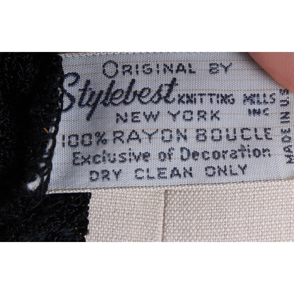 VTG Black/ Gold Floral Metallic Rayon Boucle Shell Tank Knit "Stylebest" Womens S The Best Vintage Clothing