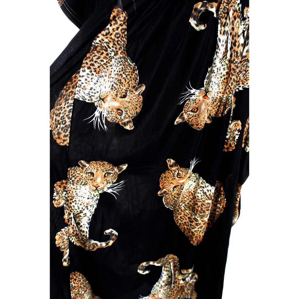 Vintage 1970s Lounge Caftan Robe Cat Leopard Animal Print Butterfield 8 Nylon O/S The Best Vintage Clothing