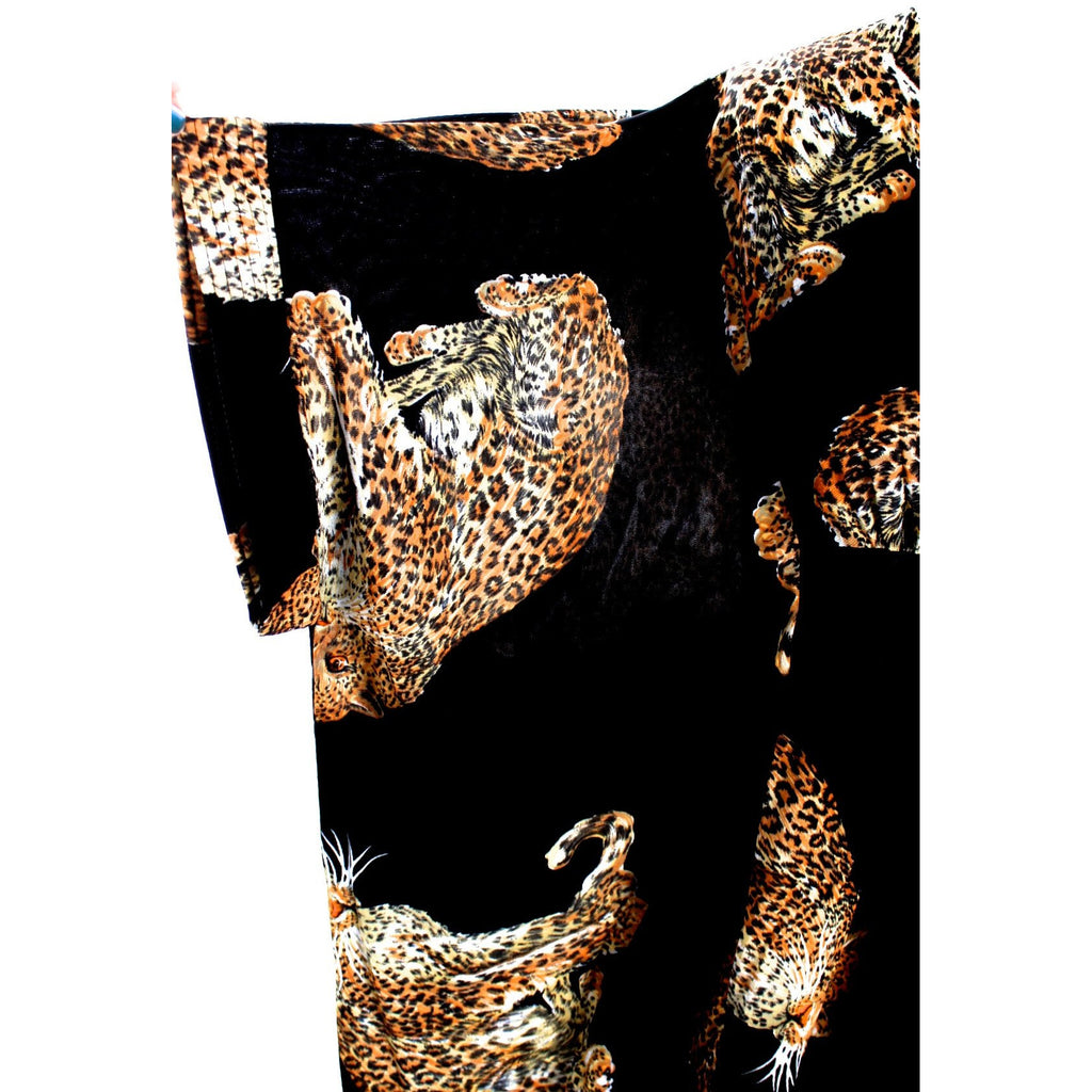 Vintage 1970s Lounge Caftan Robe Cat Leopard Animal Print Butterfield 8 Nylon O/S The Best Vintage Clothing
