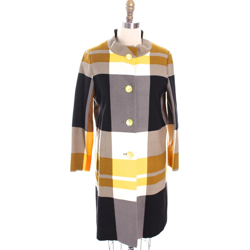 Vintage Weatherbee Linen Coat Color Block Yellow Black Gray 1970s M Mod Plaid The Best Vintage Clothing