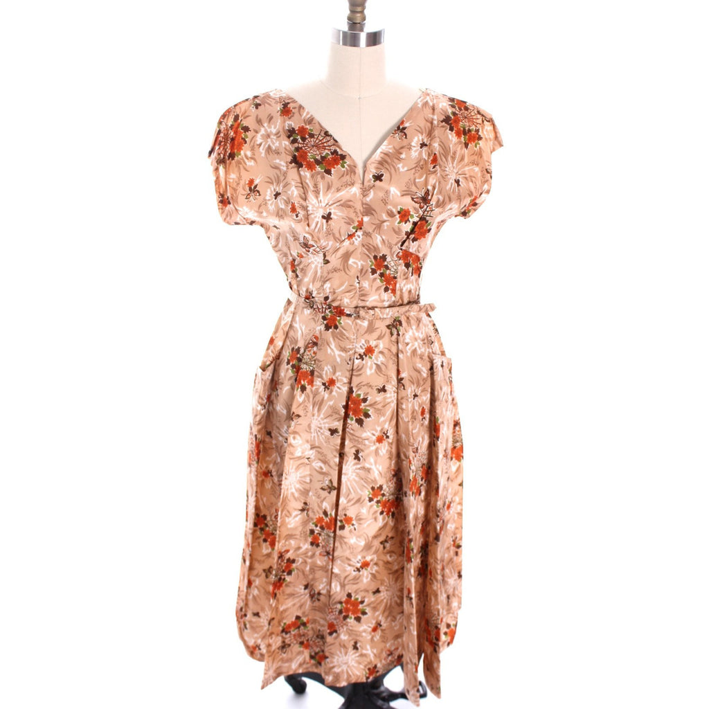 VTG 1950s Spiderweb Print Dress & Matching Lined Linen Coat Rockabilly Holiday Regency NWT Sz S 36-18-Free The Best Vintage Clothing