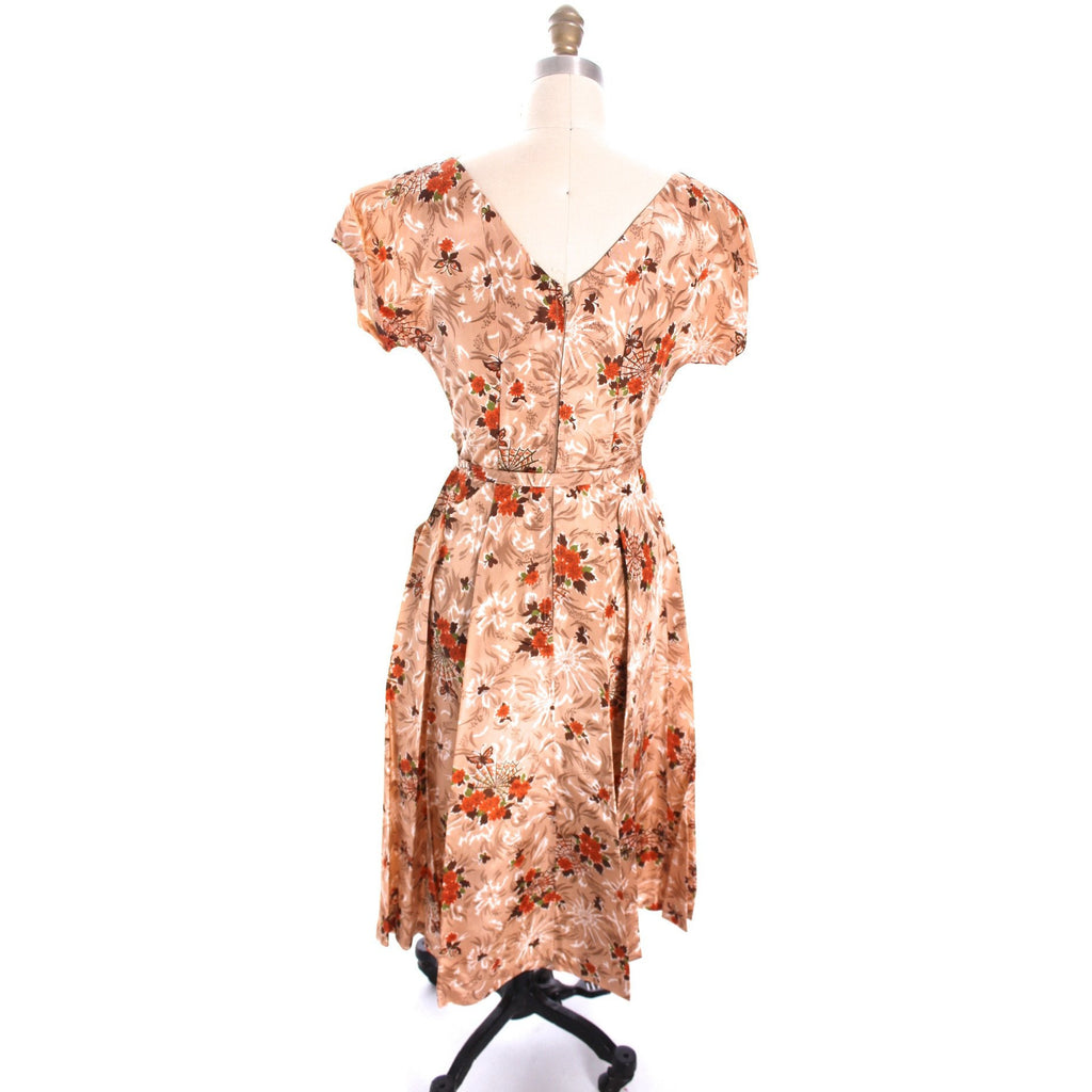 VTG 1950s Spiderweb Print Dress & Matching Lined Linen Coat Rockabilly Holiday Regency NWT Sz S 36-18-Free The Best Vintage Clothing