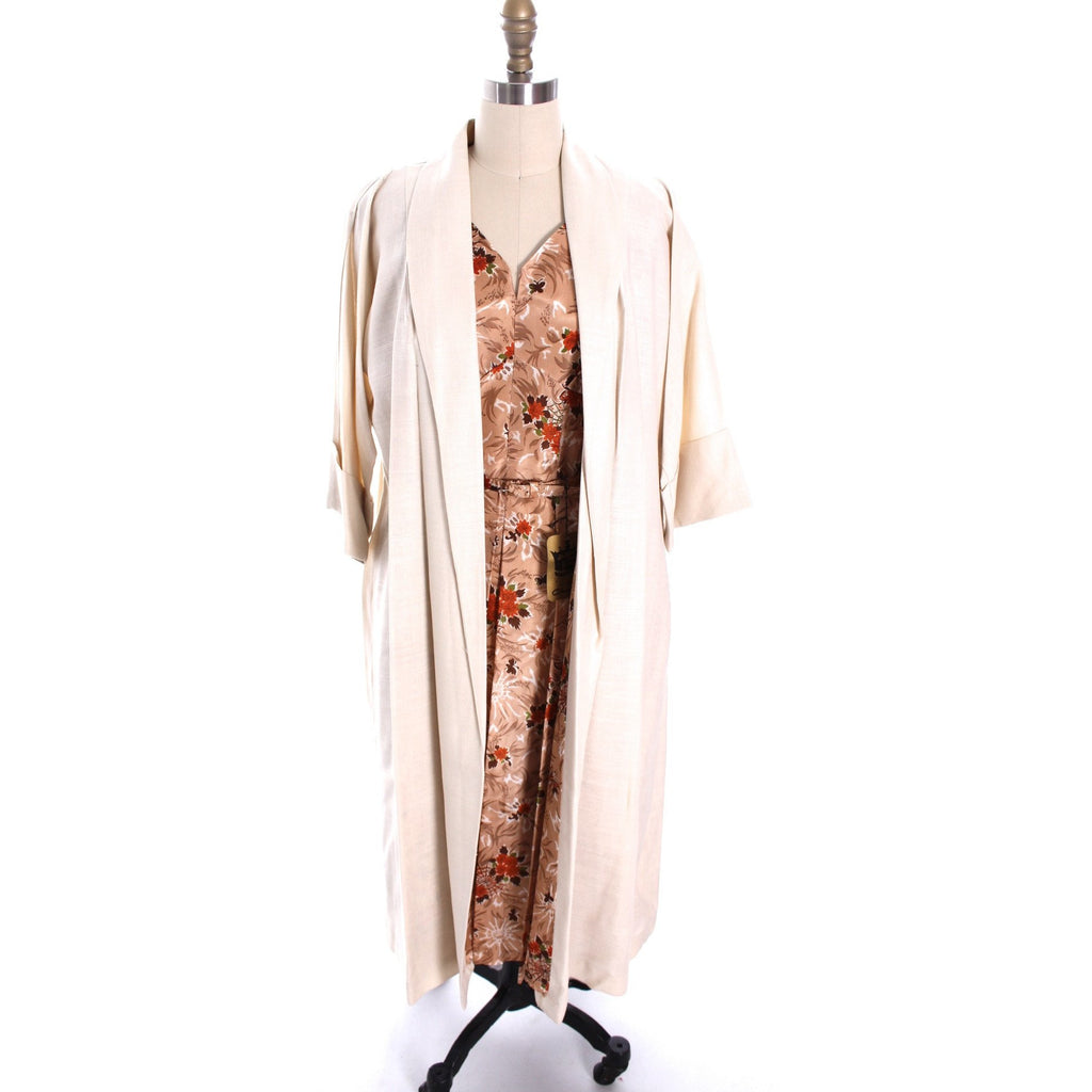 VTG 1950s Spiderweb Print Dress & Matching Lined Linen Coat Rockabilly Holiday Regency NWT Sz S 36-18-Free The Best Vintage Clothing