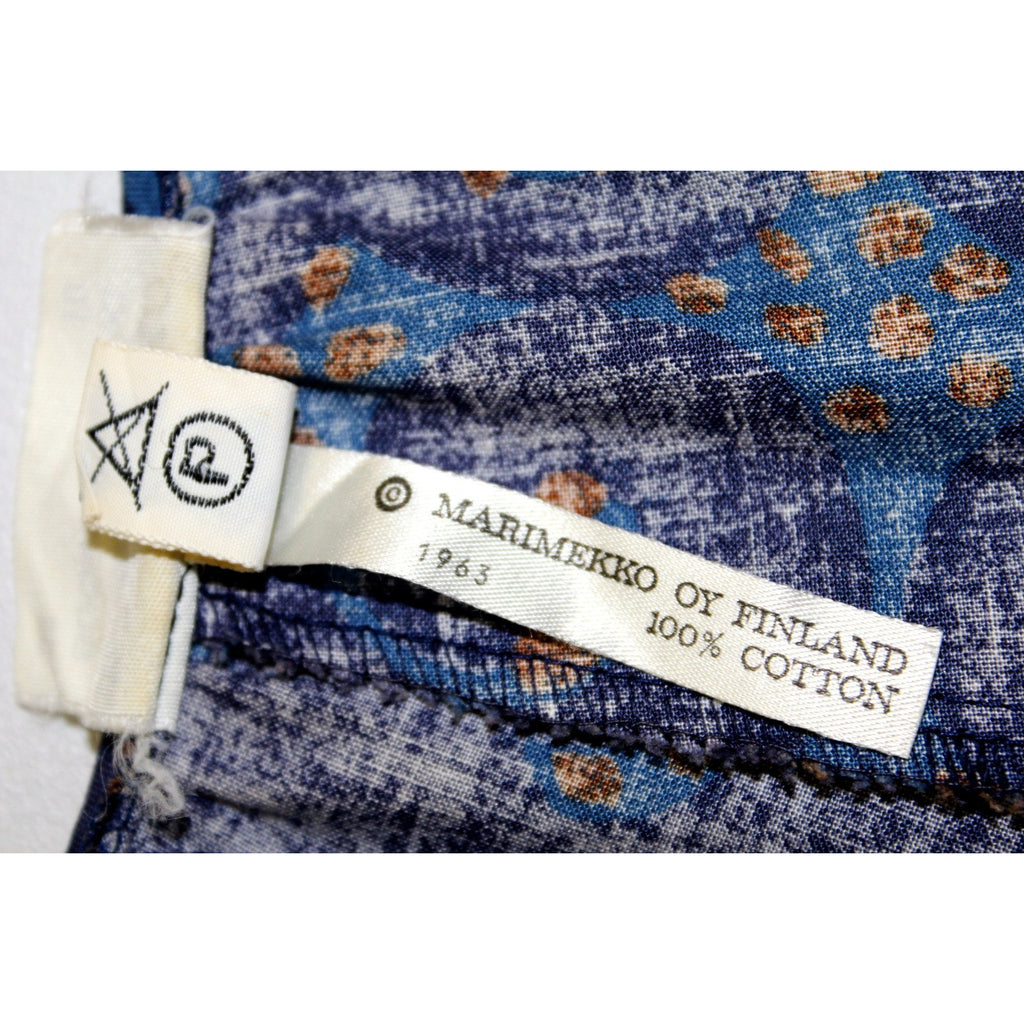 Rare 1963 Marimekko Love Letter Rakkauskirje Tarha Pattern Purple Blue Annika Rimala Vintage Maxi Dress 38/10 marimekko The Best Vintage Clothing