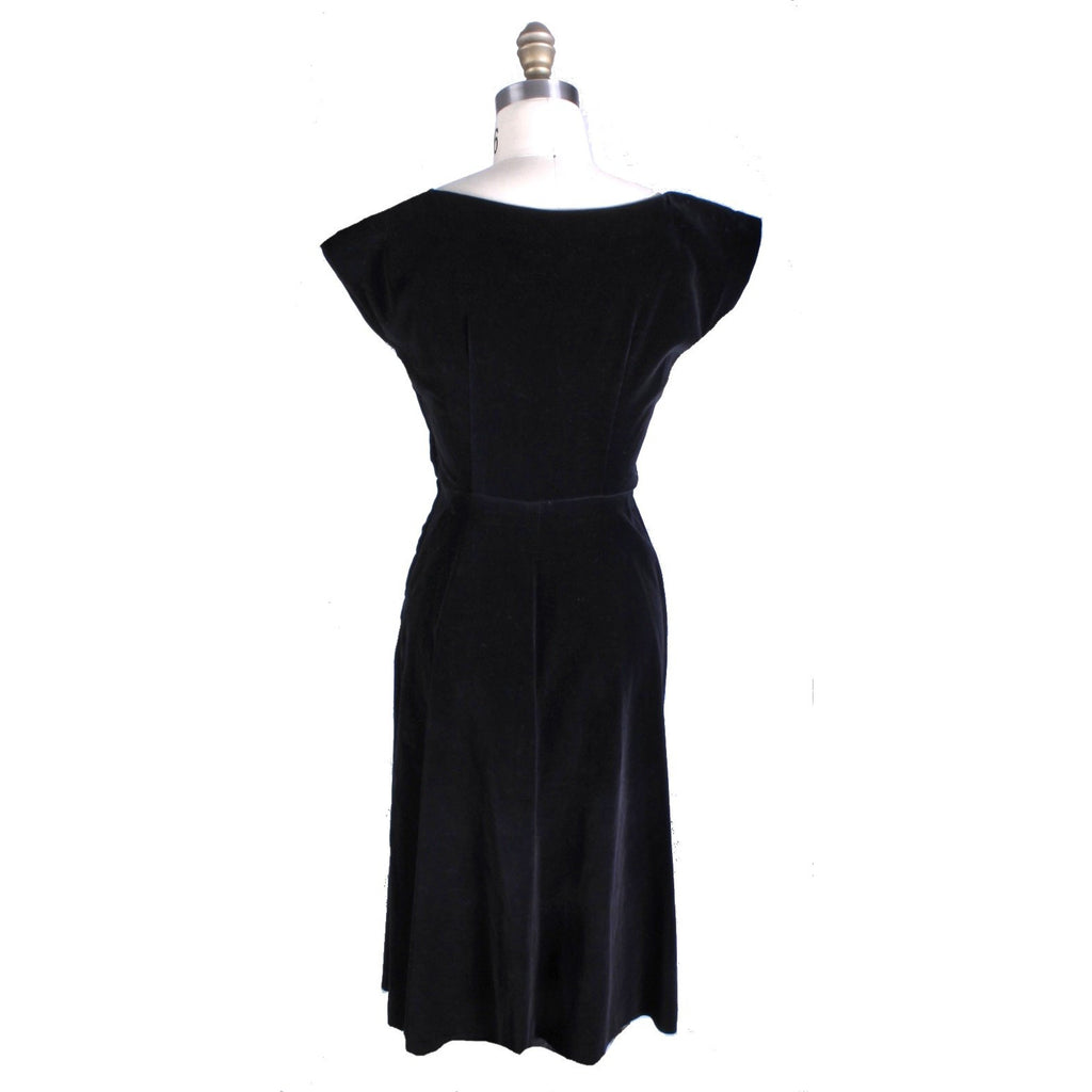 Full Skirted Vintage Black Velvet Party Dress 1950S 36-28-Free Rhinestone Accents Cart2cart The Best Vintage Clothing