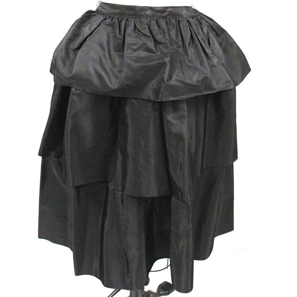 Vintage Womens Full Skirt 3 Tier Ruffled Black Taffeta 1940S 24" Waist XS Cart2cart The Best Vintage Clothing