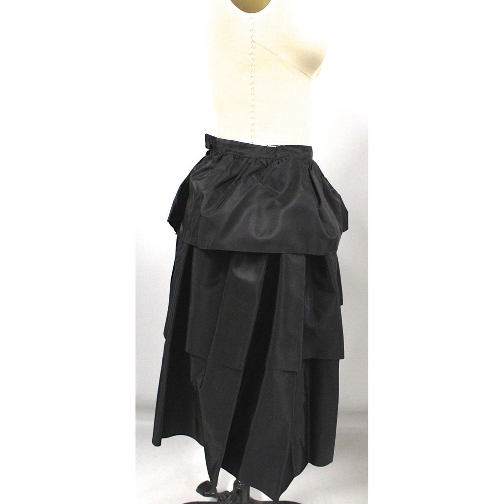 Vintage Womens Full Skirt 3 Tier Ruffled Black Taffeta 1940S 24" Waist XS Cart2cart The Best Vintage Clothing