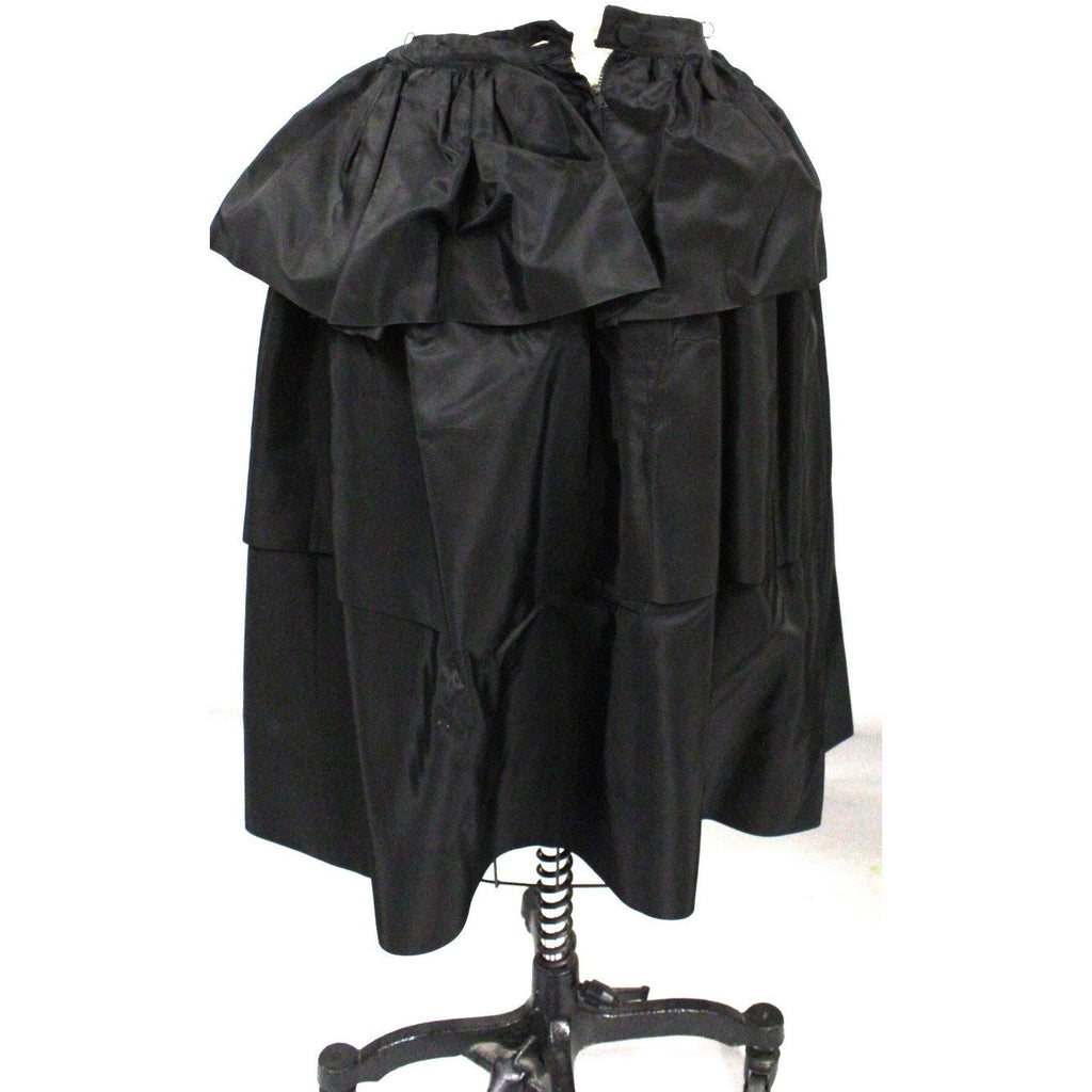 Vintage Womens Full Skirt 3 Tier Ruffled Black Taffeta 1940S 24" Waist XS Cart2cart The Best Vintage Clothing