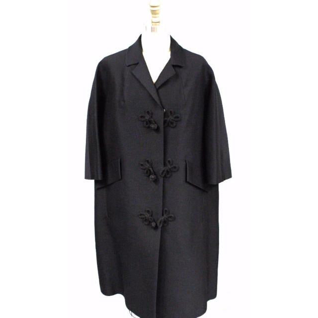 Vintage Womens Evening Coat Black Fine Wool 1950S Oriental Style Frogs Large - The Best Vintage Clothing
 - 1