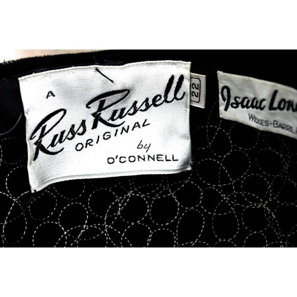 Vintage Hat Jack O'Connell Russ Russell Embroidered Black / Copper 1950S Hats vendor-unknown